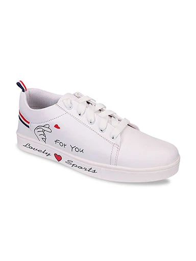 Stylestry Womens & Girls White Stylish Lace Up Casual Sneakers