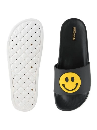 Stylestry Women Black & Yellow Self Design Sliders