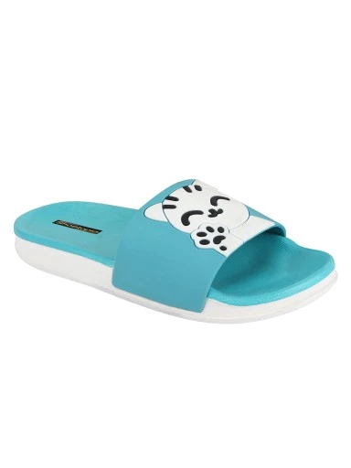 Stylestry Women Blue & White Printed Sliders
