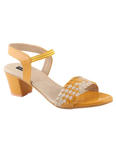Stylestry Women's & Girl's Yellow Pointed Toe Block Heeled Sandals
