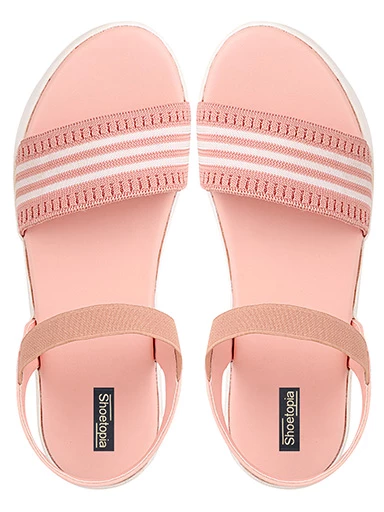 Stylestry Womens & Girls Pink Woven Design Flatforms