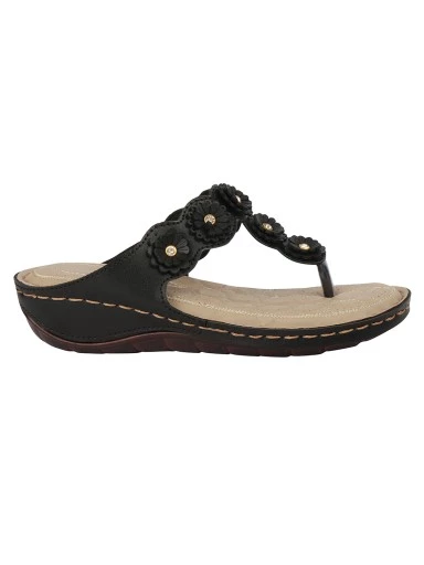 Stylestry Women's & Girl's Black Dr Orthopaedic Super Comfort Fit Cushion Sandals