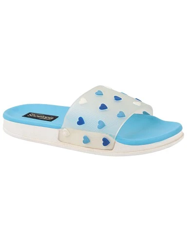 Stylestry Women Off White & Blue Printed Rubber Sliders