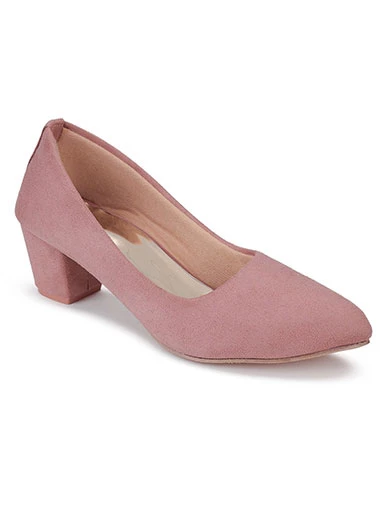 Stylestry Women's & Girl's Peach Suede Block Pumps