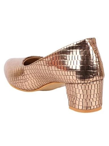 Stylestry Copper-Toned Party Block Pumps