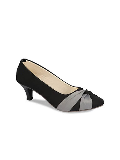 Stylestry Womens & Girls Black & Grey Colourblocked Kitten Heel Pumps