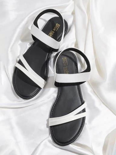 Stylestry Womens & Girls White Open Toe Flats