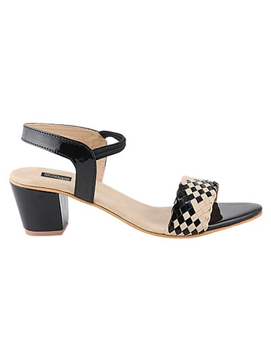 Stylestry Women's & Girl's Black Pointed Toe Block Heeled Sandals