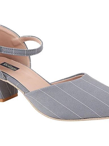 Stylestry Womens & Girls Grey Striped Block Heels Pumps