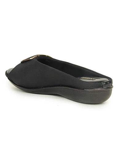 Stylestry Womens & Girls Black Embellished Mules with Buckles Flats