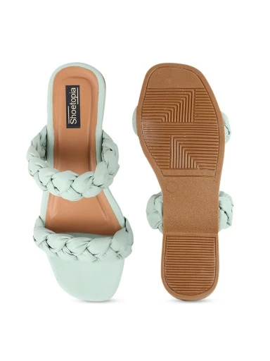 Stylestry Women Sea Green Open Toe Flats