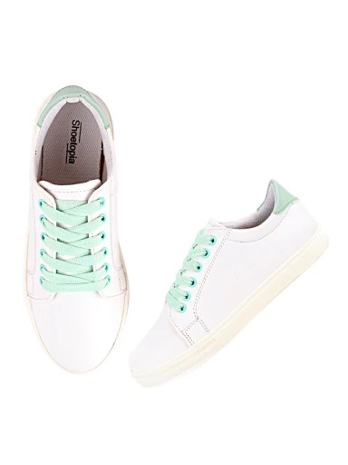 Stylestry Womens & Girls Green Lace Up Trending Casual Sneakers