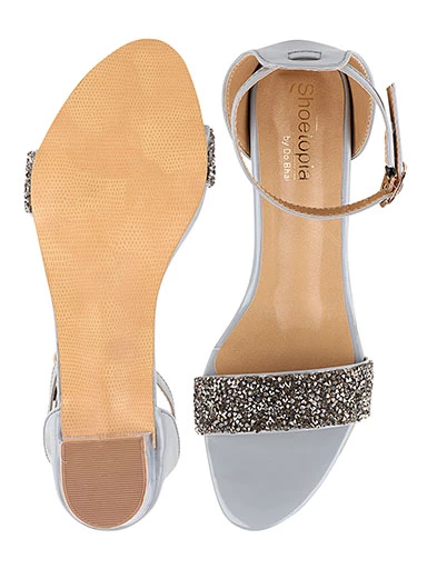 Stylestry Womens & Girls Grey Transparent Block Heels Solid Sandals