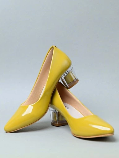Stylestry Yellow Block Pumps