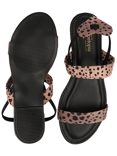 Stylestry Womens & Girls Peach Printed Open Toe Flats