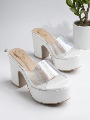 Stylestry Women & Girls WHITE BLOCK Heels