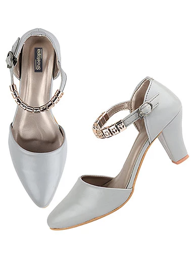 Stylestry Women's & Girl's Grey Solid Stylish Block Heels Pumps