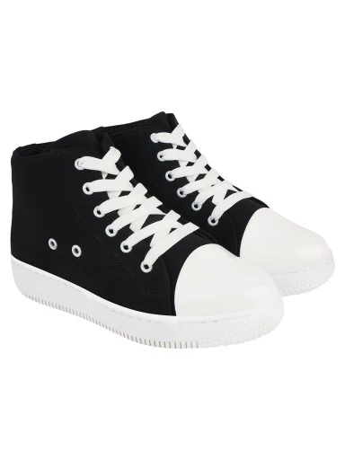 Stylestry Womens & Girls Lace-Up Black Sneakers