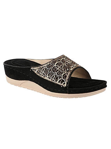 Stylestry Women's & Girl's Black Embellished Sandals