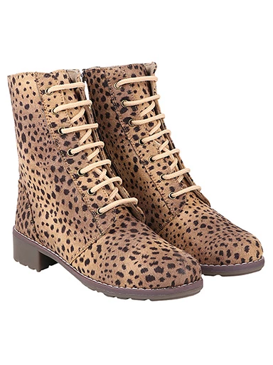 Stylestry Womens & Girls Leopard Print High Top Tan Heeled Boots