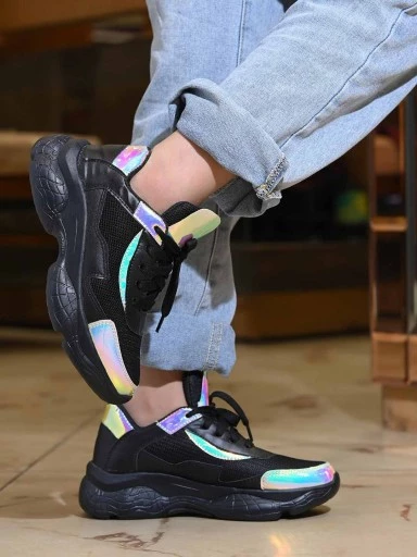 Stylestry Womens & Girls Black Stylish Sneakers