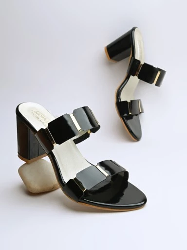 Stylestry Womens & Girls Black Solid Heels