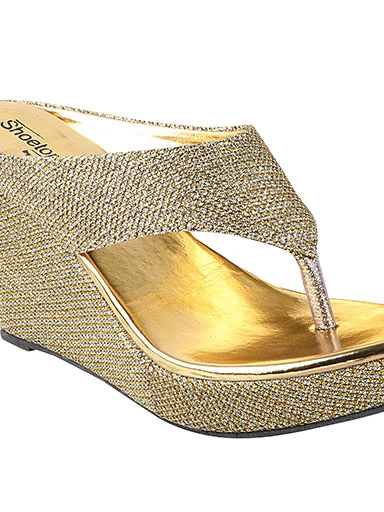 Stylestry Women's & Girl's Gold-Toned Embellished Wedges