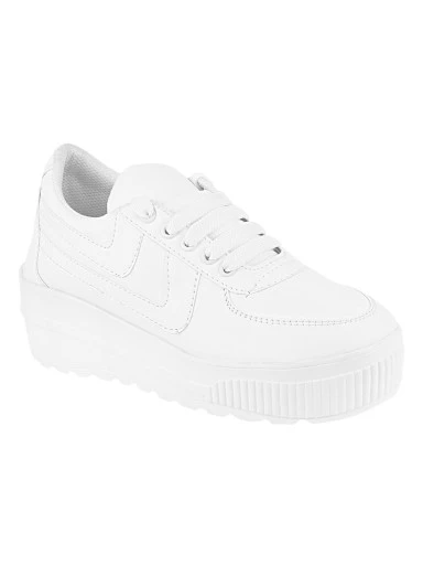 Stylestry Women White Solid Suede Heeled Sneakers