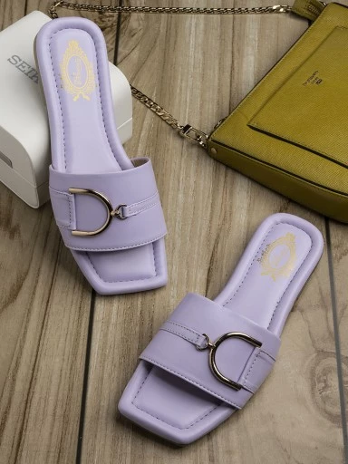 Stylestry Women Purple Open Toe Flats