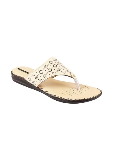 Stylestry Women Cream Laser Cuts Open Toe Flats