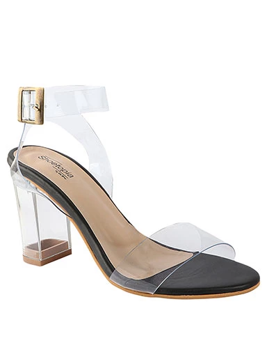 Stylestry Womens & Girls Black Block Heels Sandals with Buckles