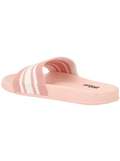 Stylestry Women Pink & White Striped Sliders
