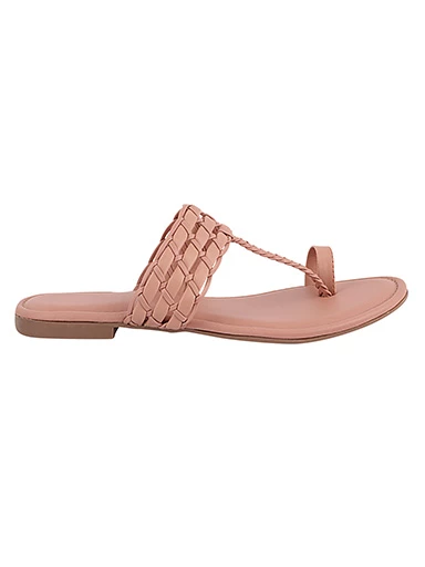 Stylestry Womens & Girls Pink Solid Faux Fur One Toe Flats
