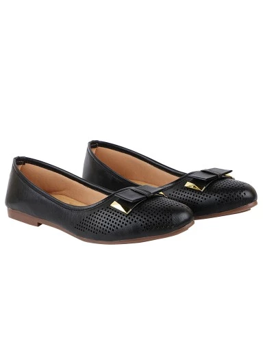 Stylestry Women Black Ballerinas with Bows Flats