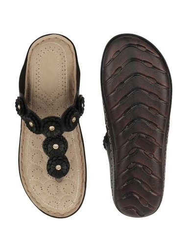 Stylestry Women's & Girl's Black Dr Orthopaedic Super Comfort Fit Cushion Sandals