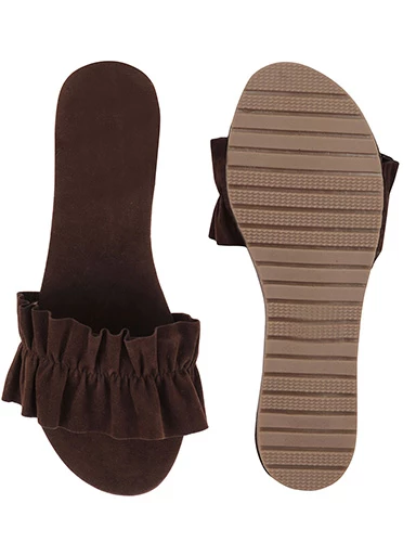 Stylestry Womens & Girls Brown Solid Open Toe Flats