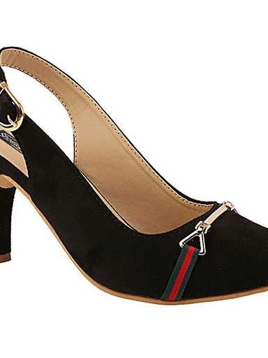 Stylestry Women's & Girl's Black Striped Suede Stiletto Pumps