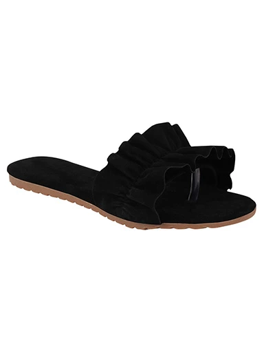 Stylestry Womens & Girls Black Solid Open Toe Flats