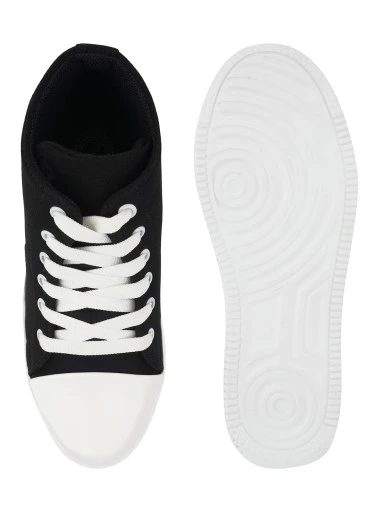 Stylestry Womens & Girls Lace-Up Black Sneakers