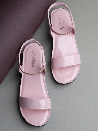 Stylestry Womens & Girls Pink Solid Sandals