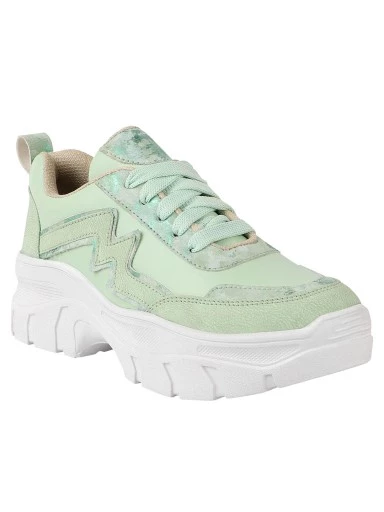 Stylestry Women Green & White Mesh Walking Shoes