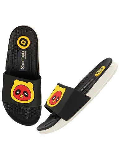 Stylestry Women Black Printed Sliders