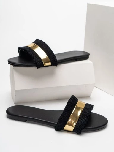 Stylestry Women Black Open Toe Flats