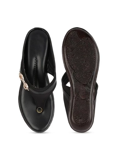 Stylestry Women Black Open Toe Flats
