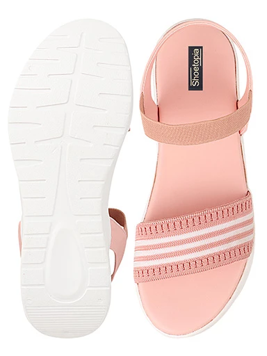 Stylestry Womens & Girls Pink Woven Design Flatforms