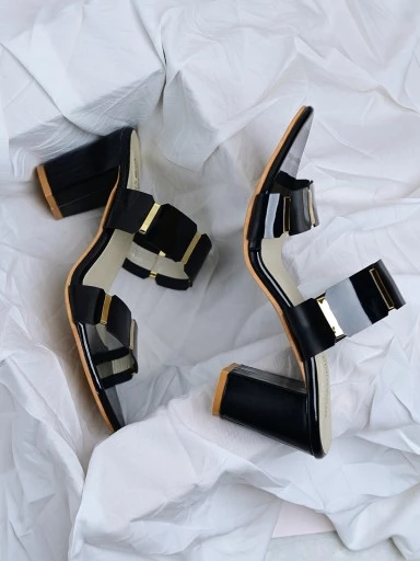 Stylestry Womens & Girls Black Solid Heels