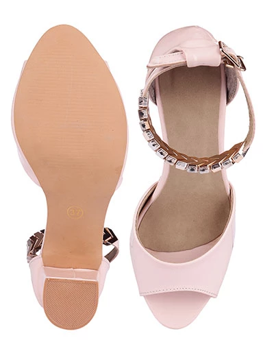 Stylestry Womens & Girls Pink Block Heels Solid Peep Toes Sandals