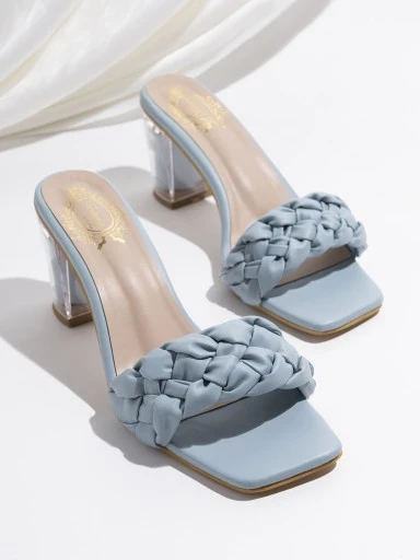 Stylestry Blue Braided Block Sandals