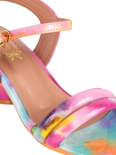 Stylestry Women & Girls Pink Printed Block Heels