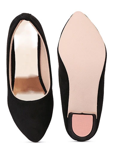 Stylestry Women's & Girl's Black Suede Block Pumps